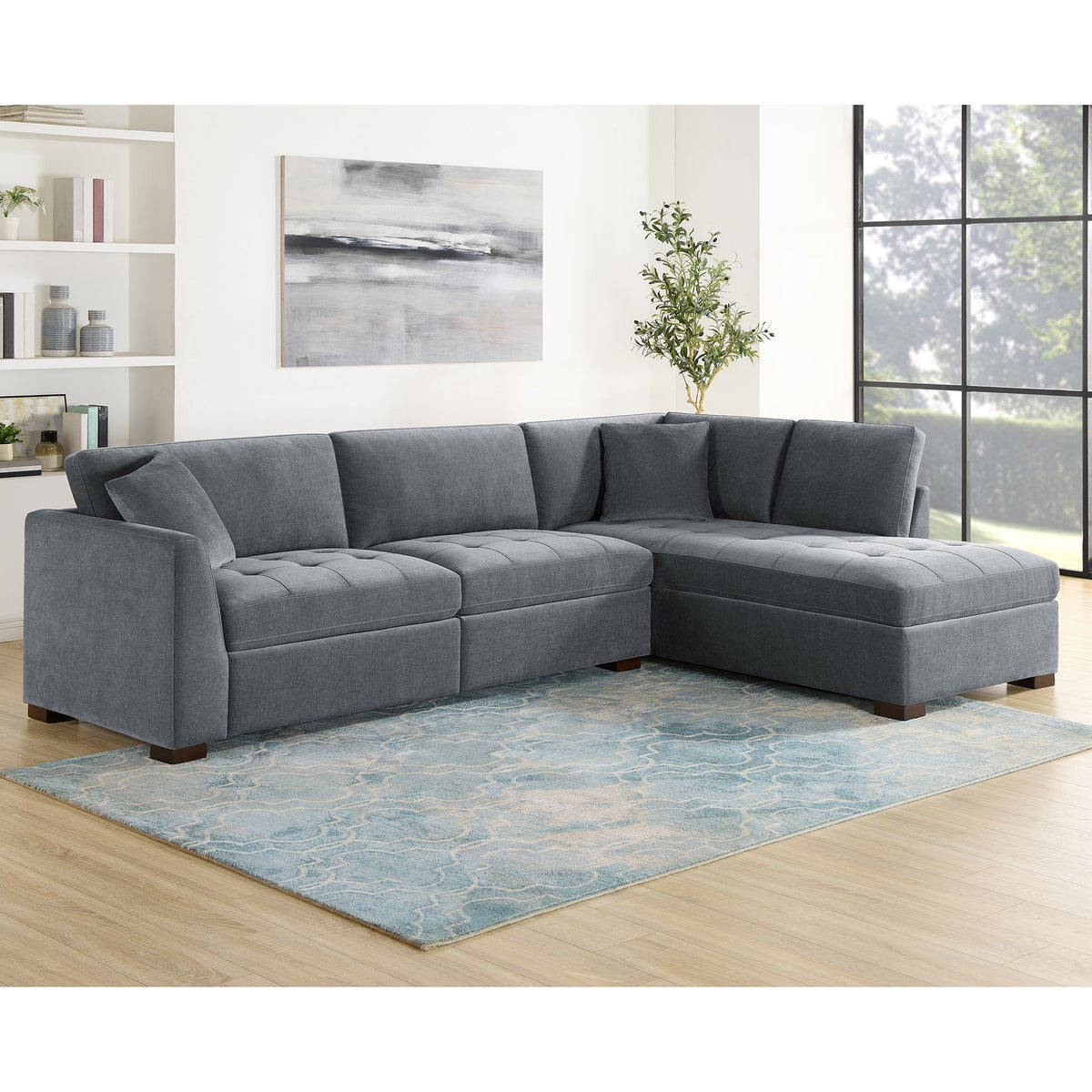 Thomasville Miles 2-piece Fabric Right-hand Facing Sectional with Power Footrests