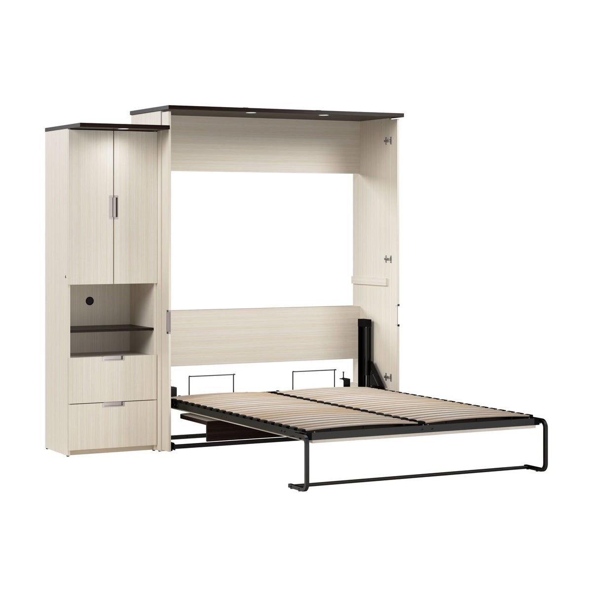 Bestar Lumina Queen Wall Bed with Desk and Storage Cabinet
