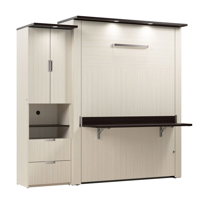 Bestar Lumina Queen Wall Bed with Desk and Storage Cabinet