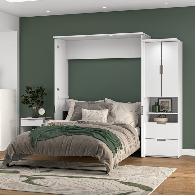 Bestar Lumina Queen Wall Bed with Desk and Storage Cabinet