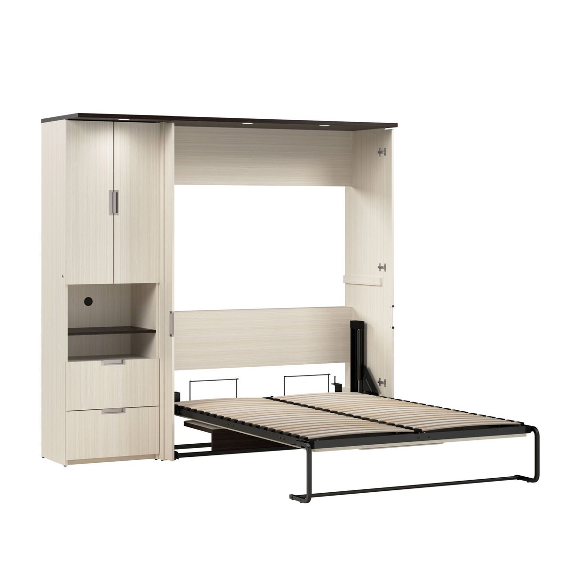 Bestar Lumina Double Wall Bed with Desk and Storage Cabinet
