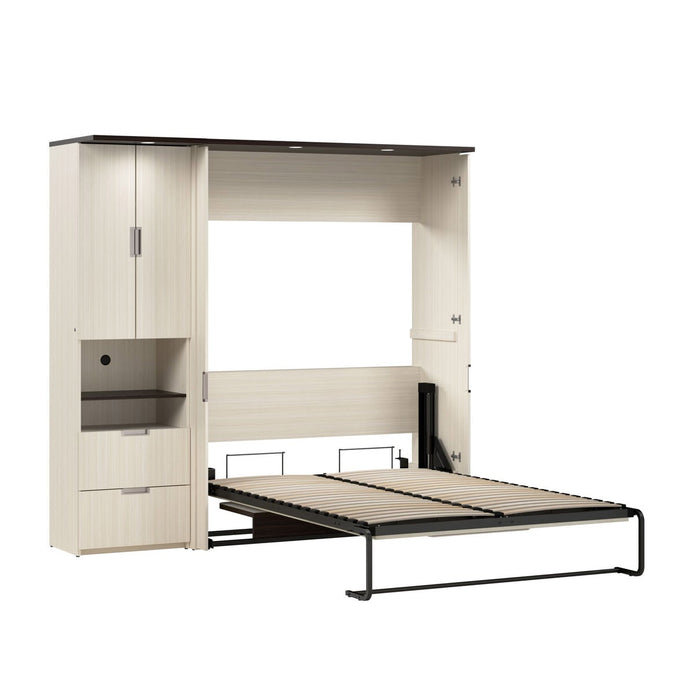 Bestar Lumina Double Wall Bed with Desk and Storage Cabinet
