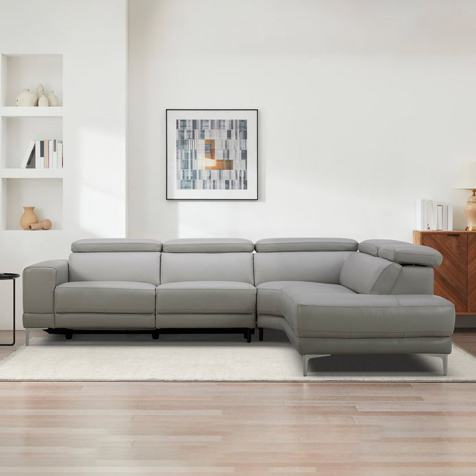 Aiden & Ivy 2-piece Top-grain Leather Right-hand Facing Power Reclining Sectional