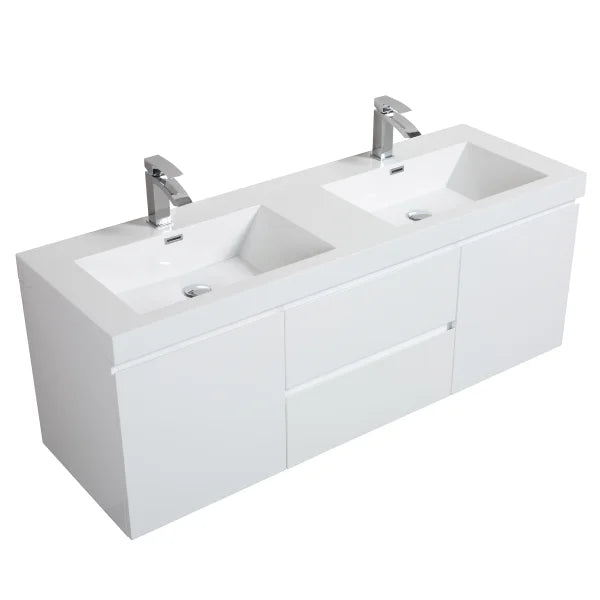 SERA 60 in. CAPRI Vanity with Glossy White Countertop