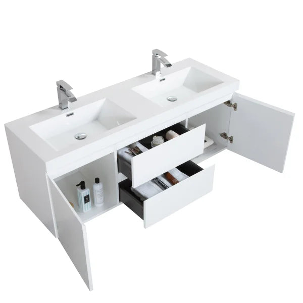SERA 60 in. CAPRI Vanity with Glossy White Countertop