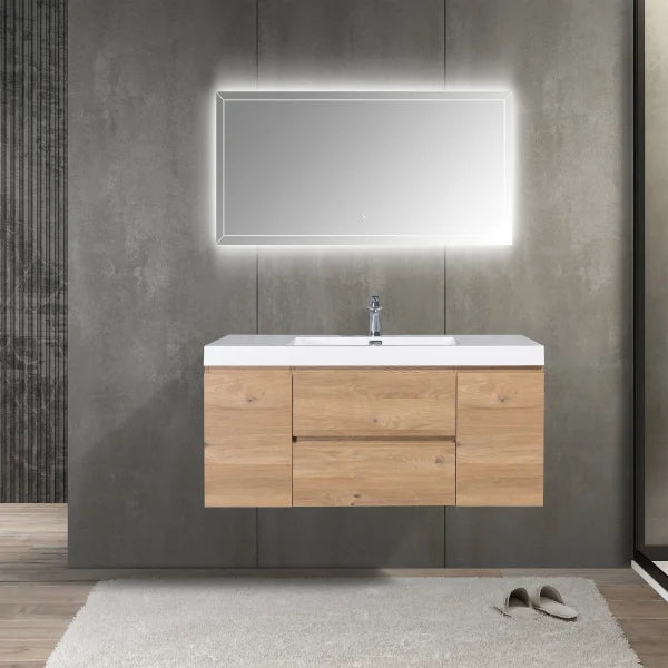 SERA 48 in. CAPRI Vanity with Glossy White Polymarble Countertop