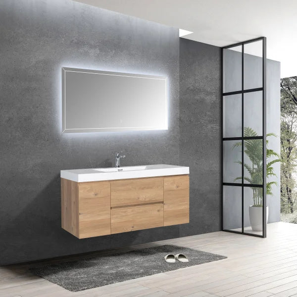 SERA 48 in. CAPRI Vanity with Glossy White Polymarble Countertop