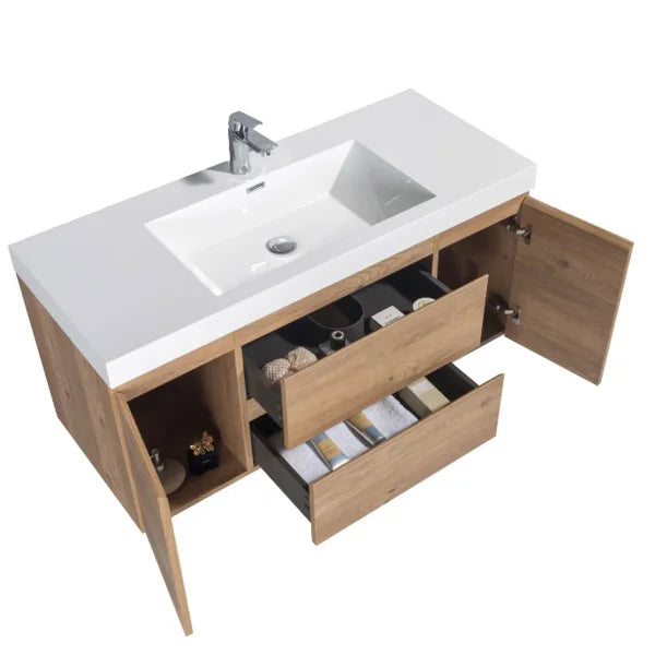 SERA 48 in. CAPRI Vanity with Glossy White Polymarble Countertop