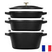 STAUB Stackable Cast Iron Dutch Oven Set, Medium, 4-piece