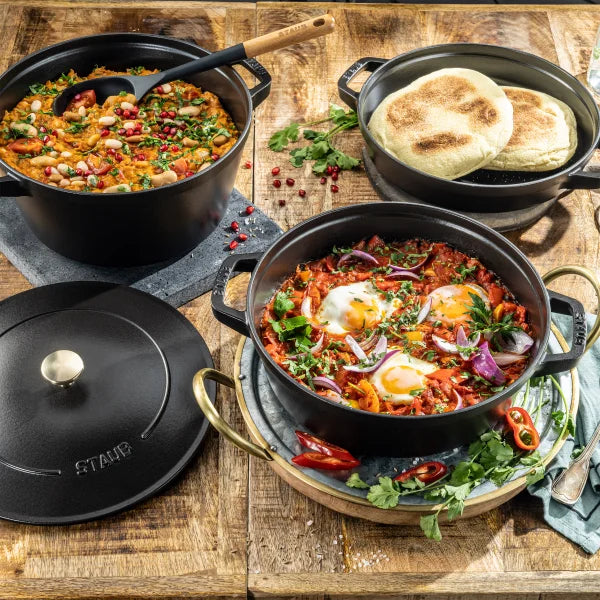 STAUB Stackable Cast Iron Dutch Oven Set, Medium, 4-piece