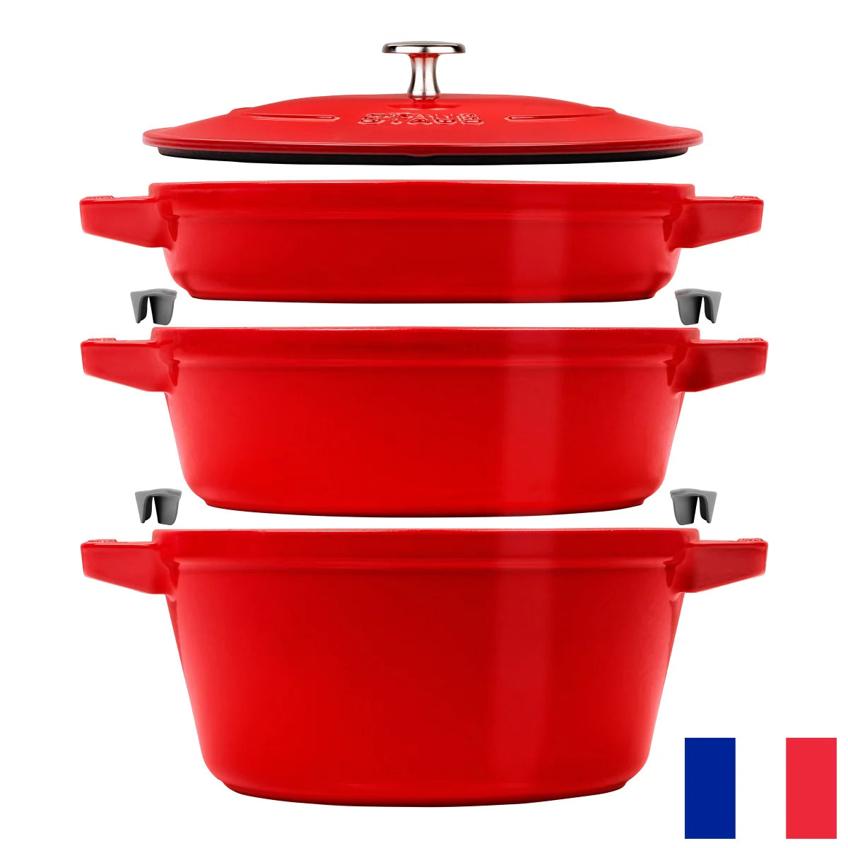 STAUB Stackable Cast Iron Dutch Oven Set, Medium, 4-piece