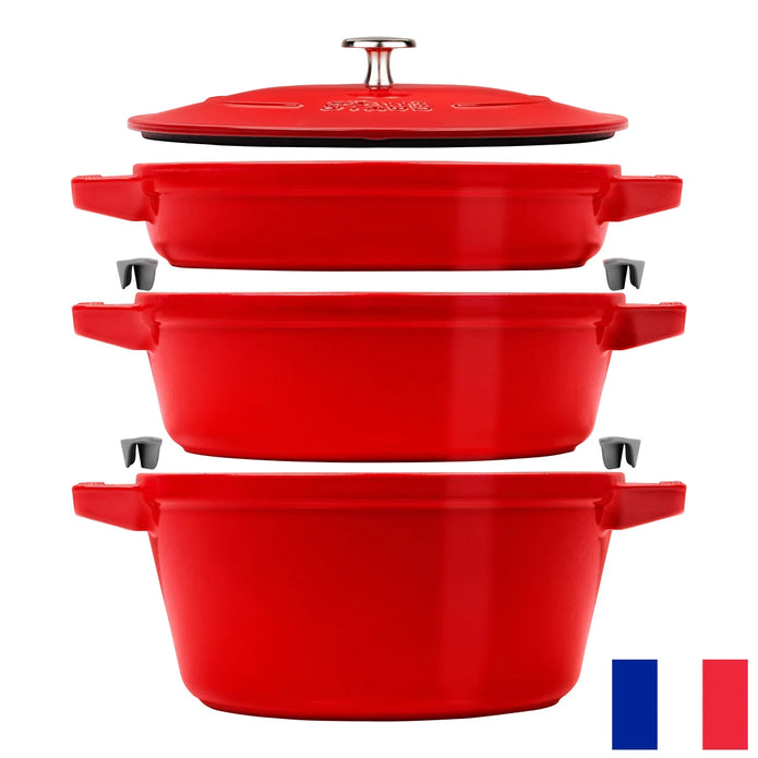 STAUB Stackable Cast Iron Dutch Oven Set, Medium, 4-piece