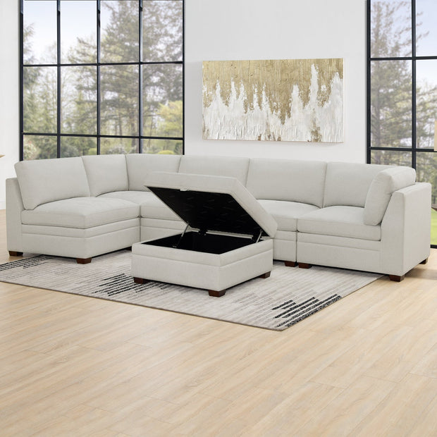 Thomasville Tisdale Tufted 6-piece Fabric Sectional with Storage Ottoman