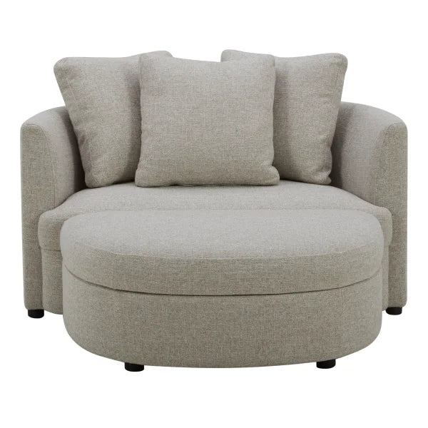 Aiden & Ivy Fabric Accent Chair with Storage Ottoman
