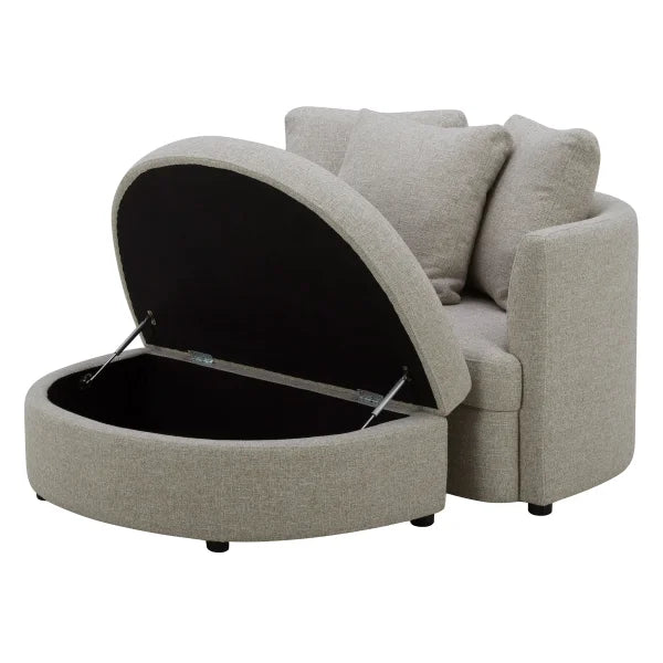 Aiden & Ivy Fabric Accent Chair with Storage Ottoman