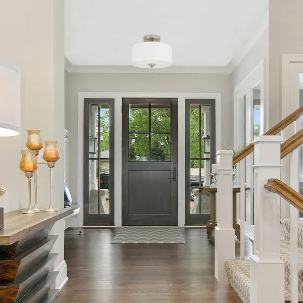 Luminus 2-Light Semi-Flush Mount with Fabric Drum Shade