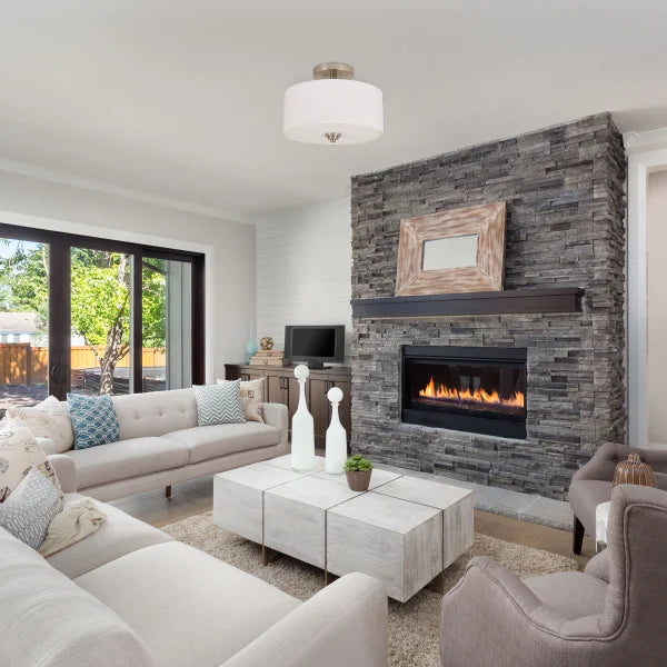 Luminus 2-Light Semi-Flush Mount with Fabric Drum Shade