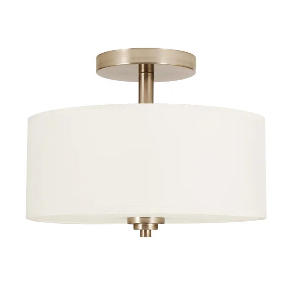 Luminus 2-Light Semi-Flush Mount with Fabric Drum Shade