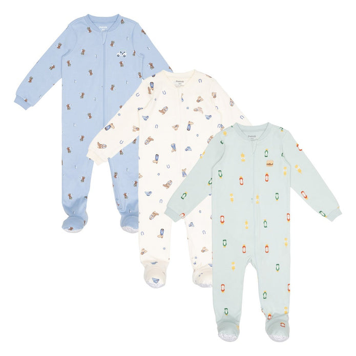 Pekkle Infant Organic Cotton Sleeper, 3-pack - Green