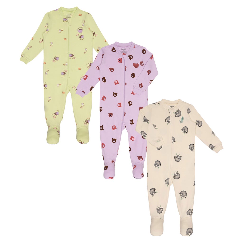 Pekkle Infant Organic Cotton Sleeper, 3-pack - Pink