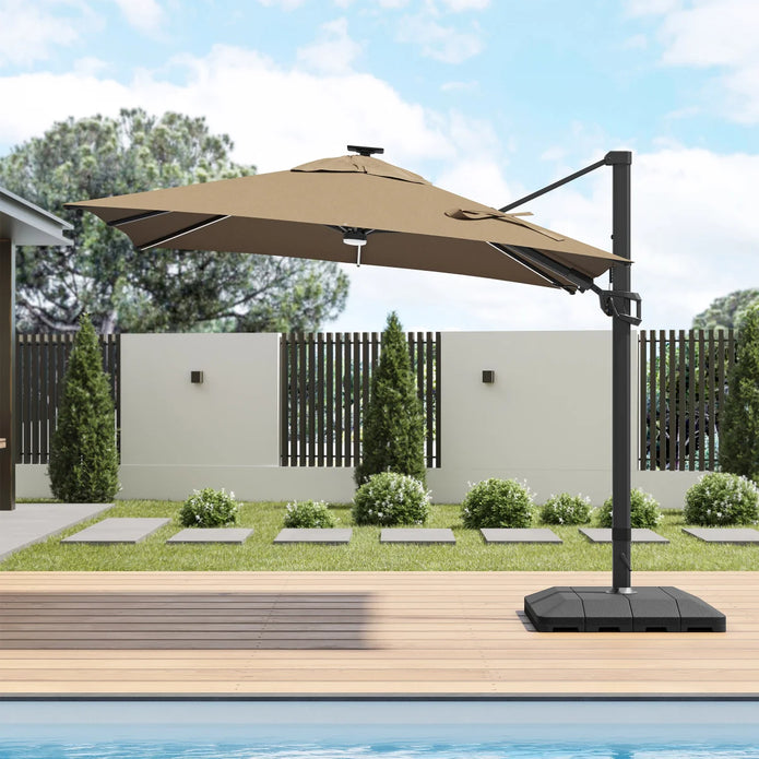 Sirio 3 m x 3 m (10 ft. x 10 ft.) Cantilever Umbrella with Solar Powered LED