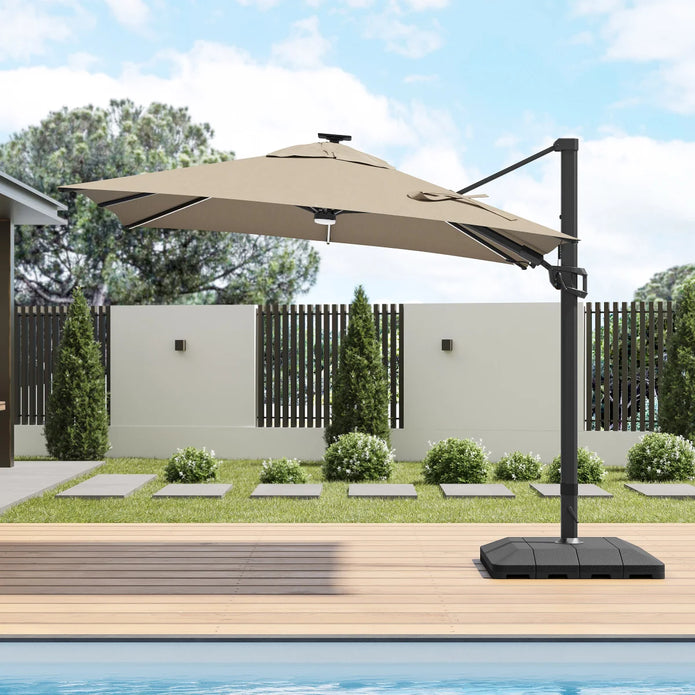 Sirio 3 m x 3 m (10 ft. x 10 ft.) Cantilever Umbrella with Solar Powered LED