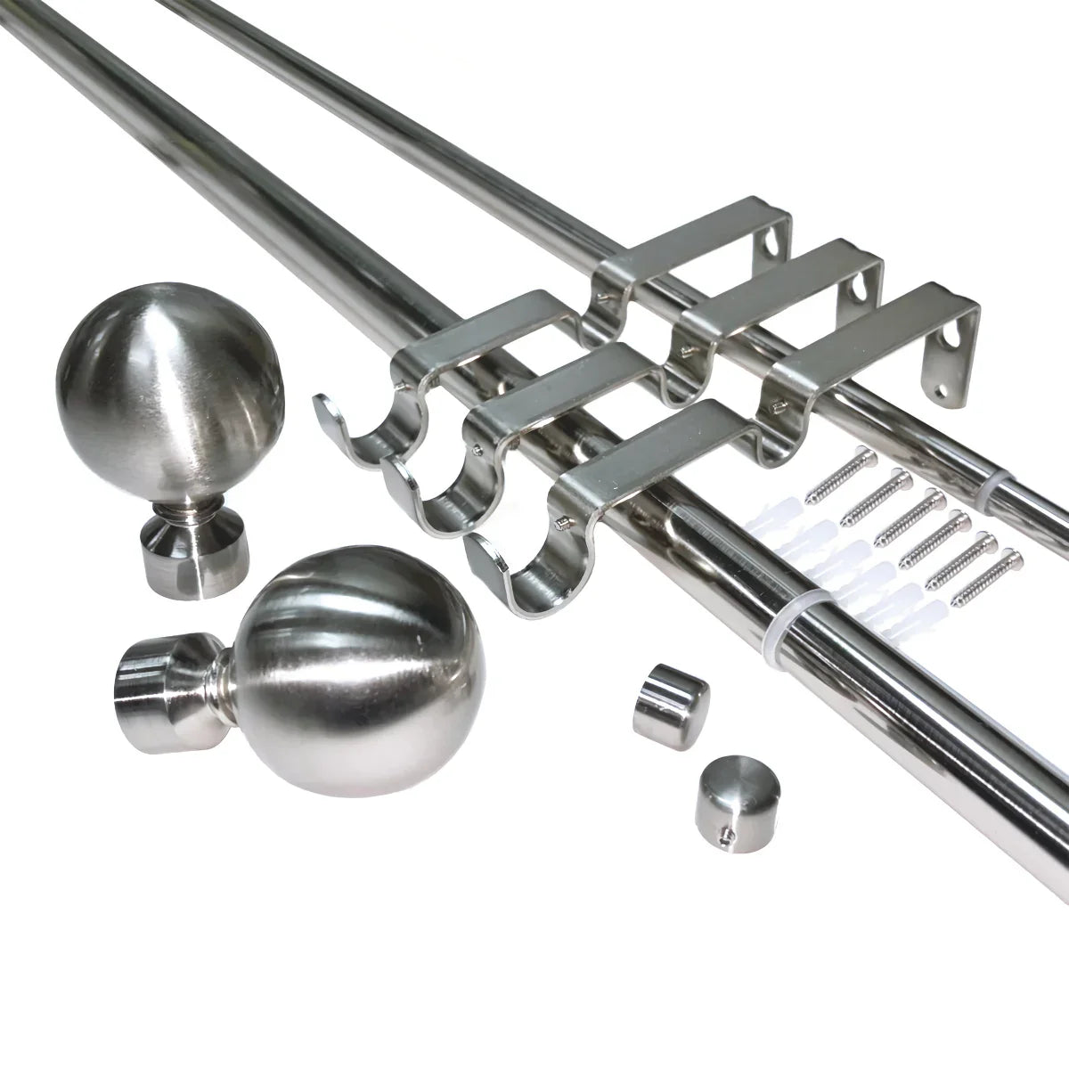 Versailles Imperial Ball Finial Double Curtain Rod Set