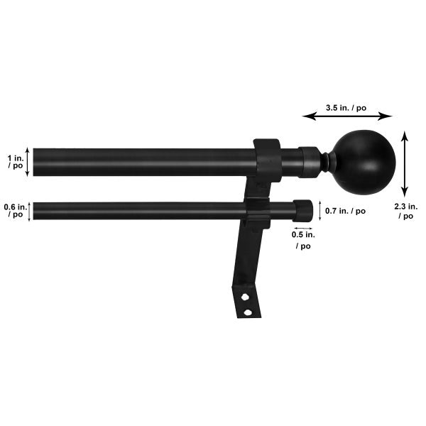Versailles Imperial Ball Finial Double Curtain Rod Set