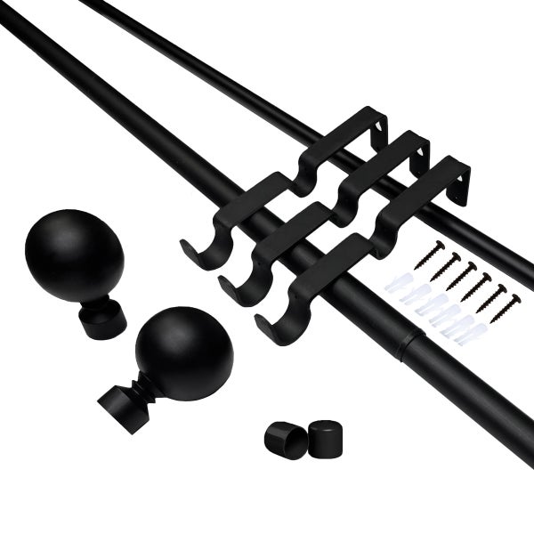 Versailles Imperial Ball Finial Double Curtain Rod Set