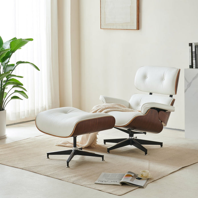 Earl Top Grain Leather Chair with Ottoman