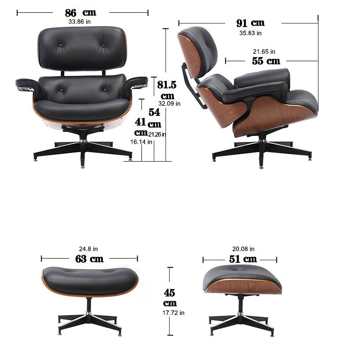 Earl Top Grain Leather Chair with Ottoman
