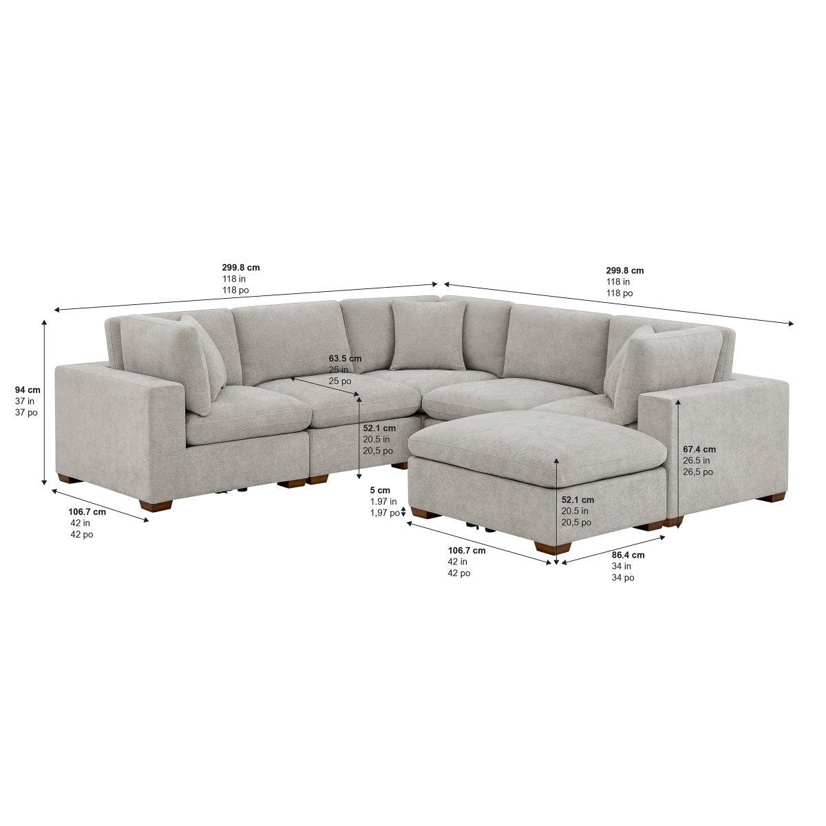 Thomasville Lowell 6-piece Fabric Modular Sectional