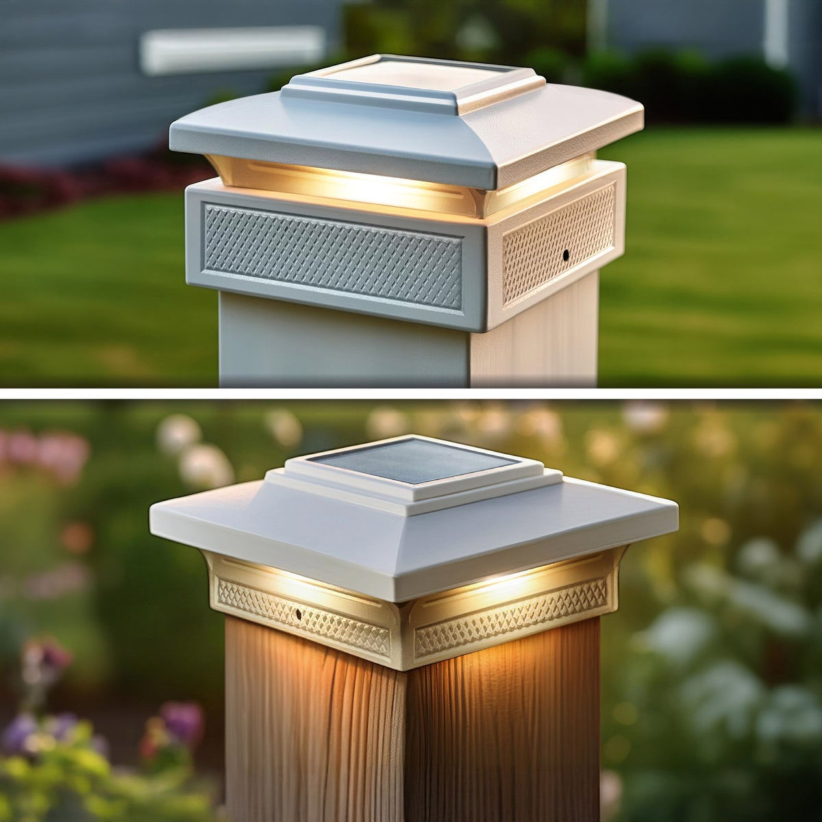Classy Caps Lumineer Smart Solar Post Cap Light, 2-pack