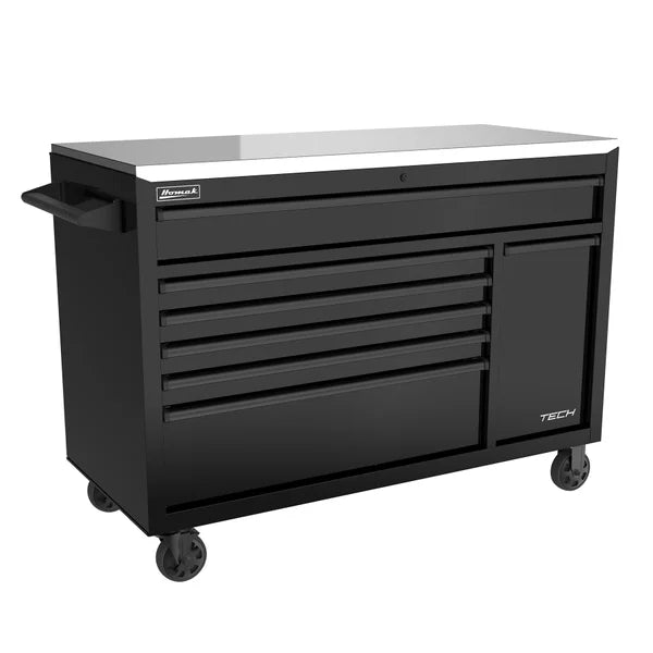 Homak 54 in. TECH Roller Cabinet with Stainless Steel Top & Power Tool Drawer