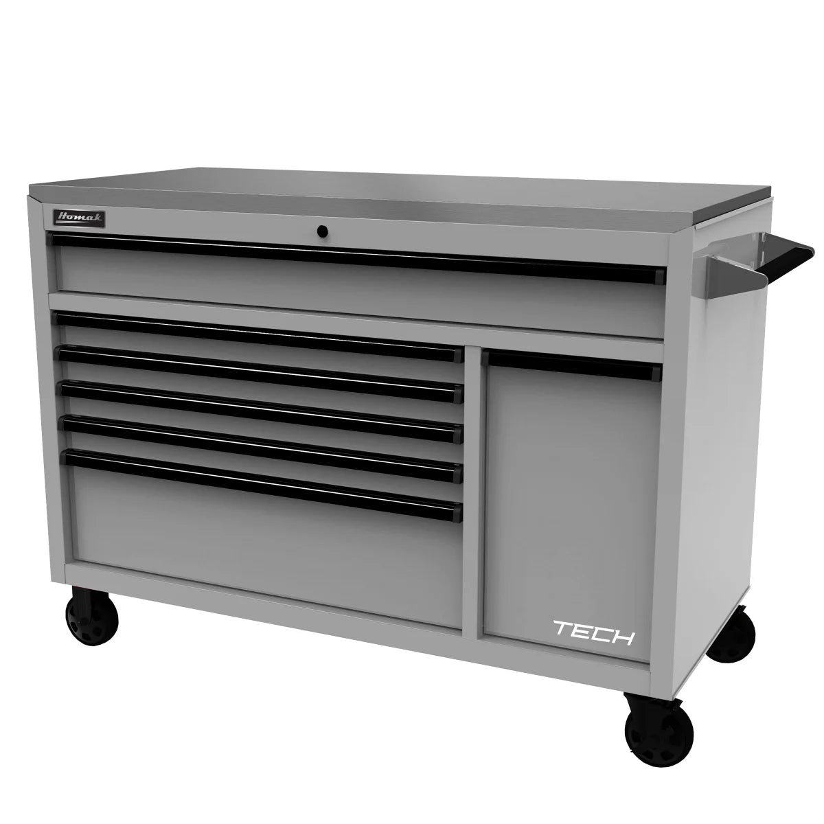 Homak 54 in. TECH Roller Cabinet with Stainless Steel Top & Power Tool Drawer