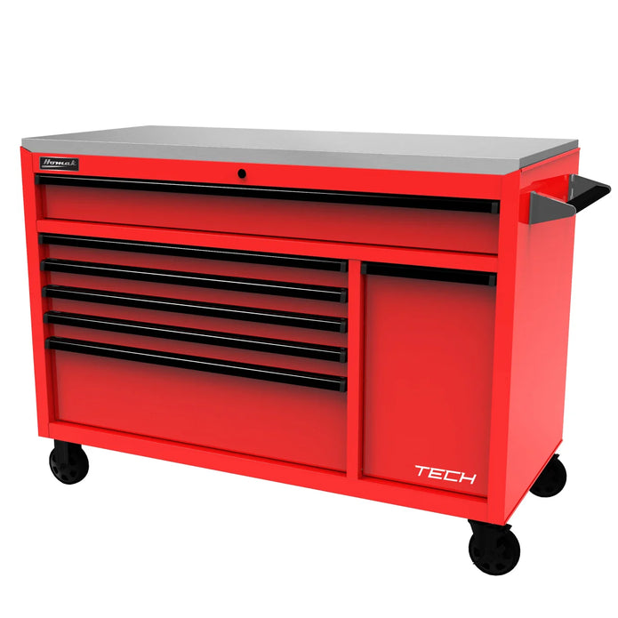 Homak 54 in. TECH Roller Cabinet with Stainless Steel Top & Power Tool Drawer