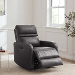 Gilman Creek – Aldryn Top-grain Leather Glider Power Recliner, Dark Grey