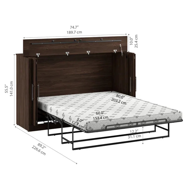 Bestar Allure Queen Cabinet Bed with Mattress