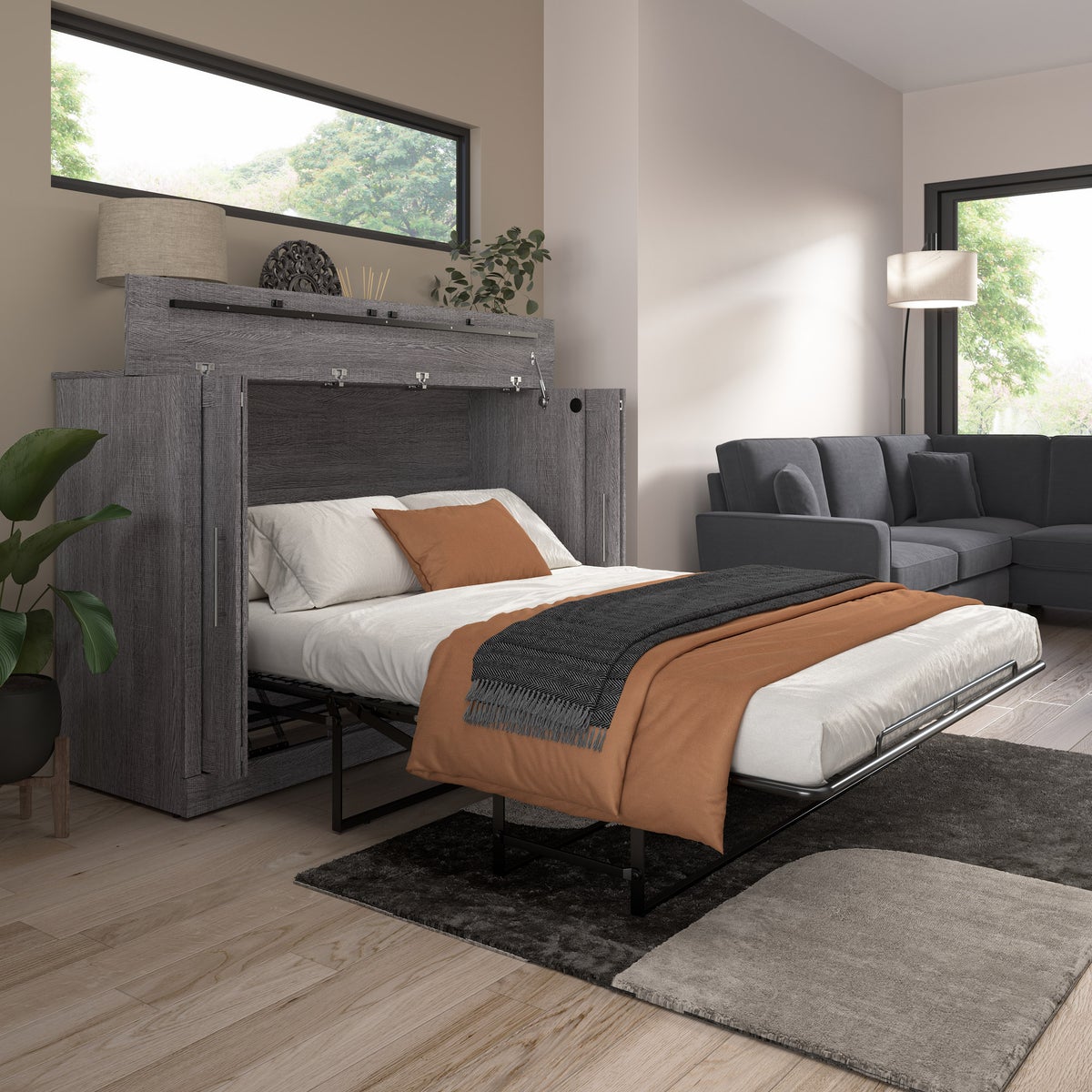 Bestar Allure Queen Cabinet Bed with Mattress