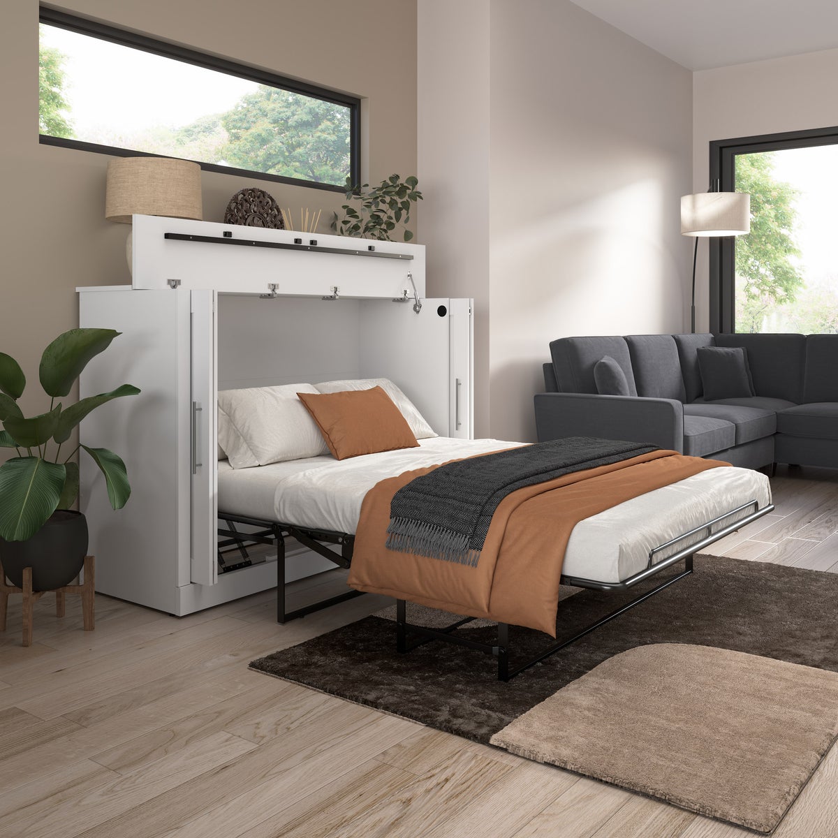 Bestar Allure Double Cabinet Bed with Mattress