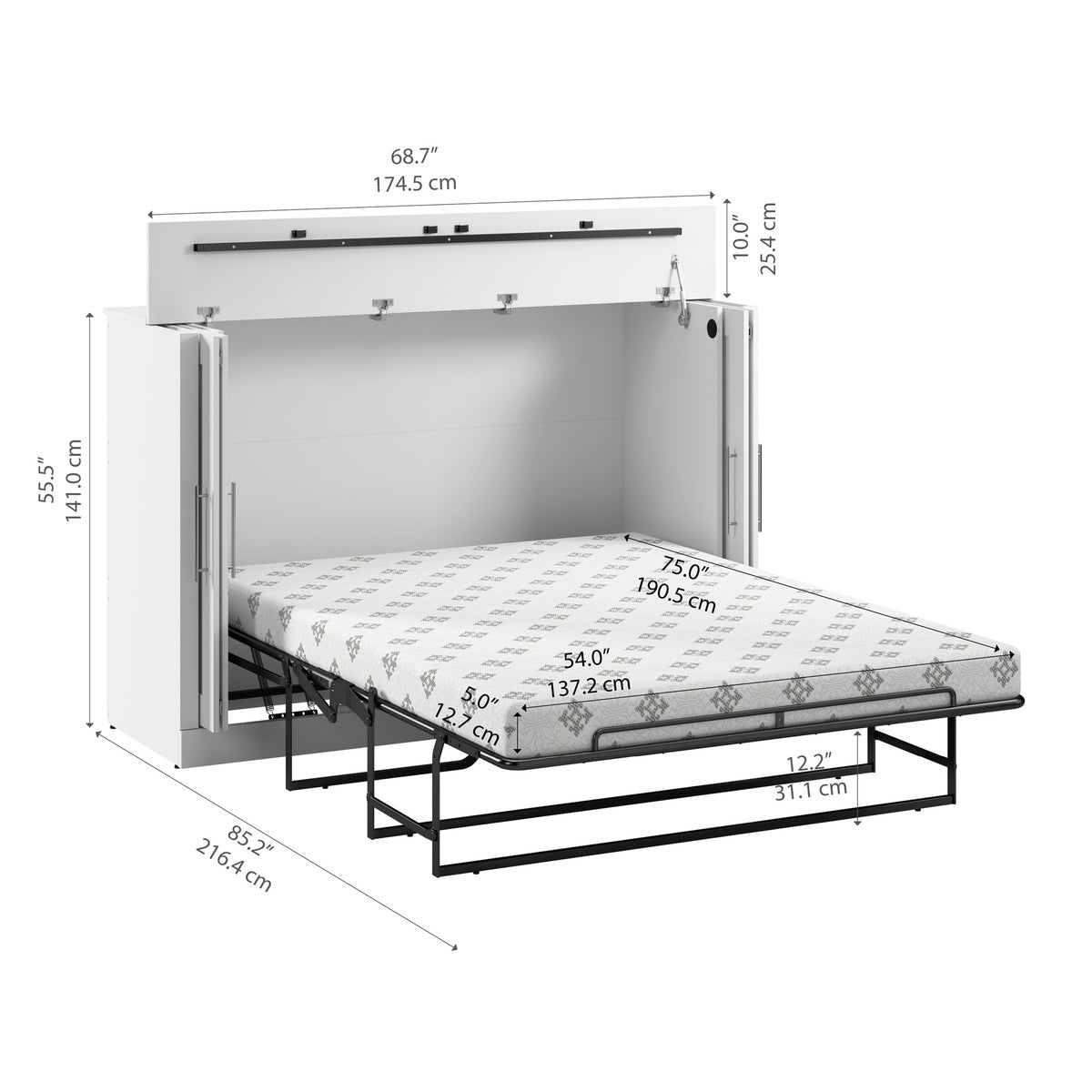 Bestar Allure Double Cabinet Bed with Mattress