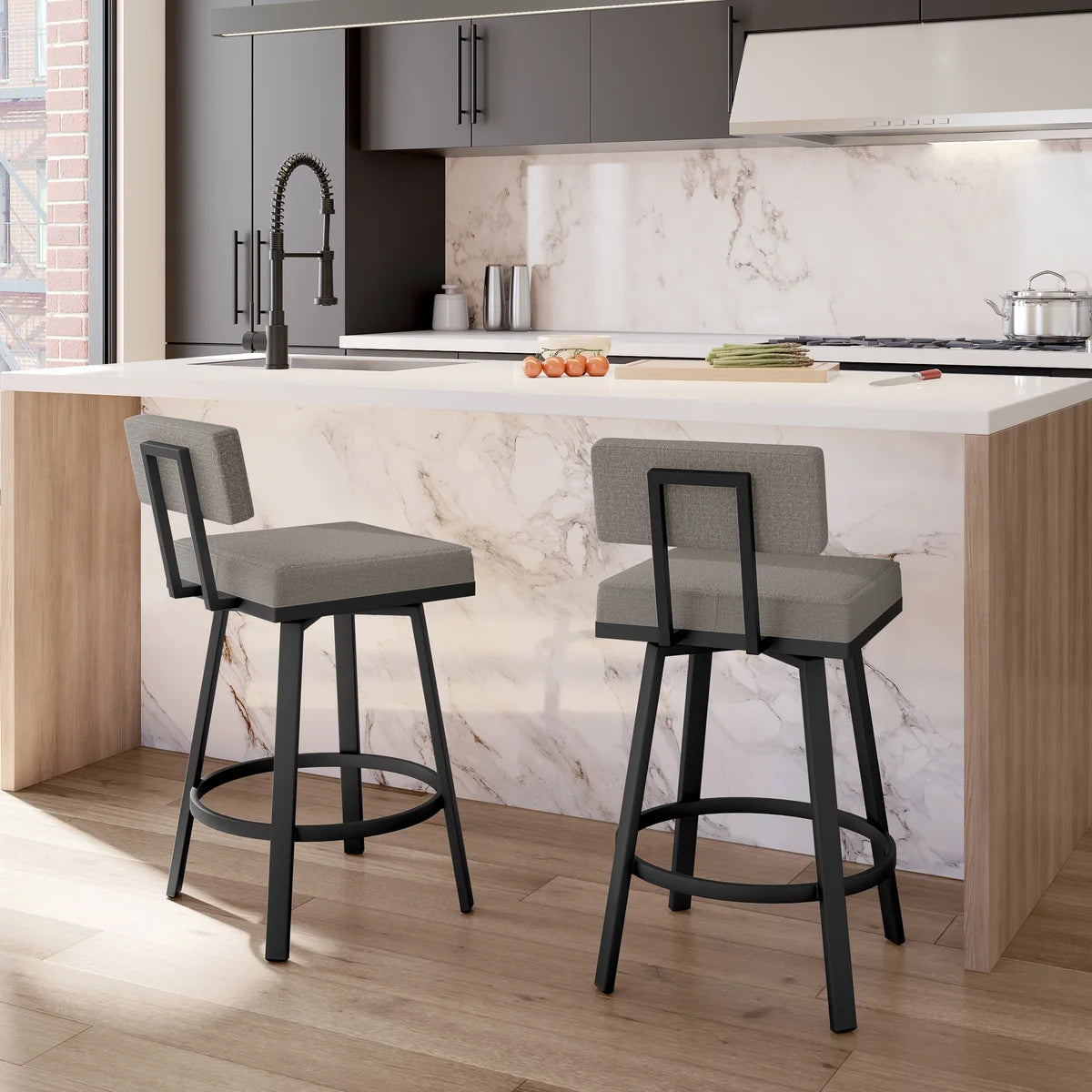 Amisco Staten Swivel Counter Stool in Polyester