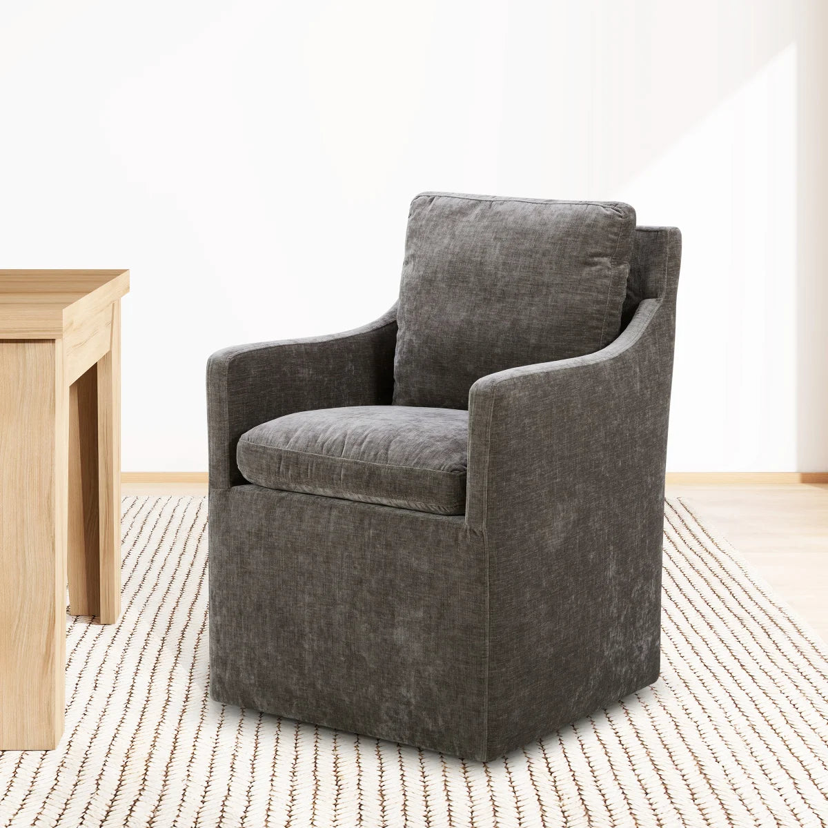 Aiden & Ivy Contessa Fabric Dining Armchair with Casters