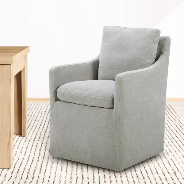 Aiden & Ivy Contessa Fabric Dining Armchair with Casters
