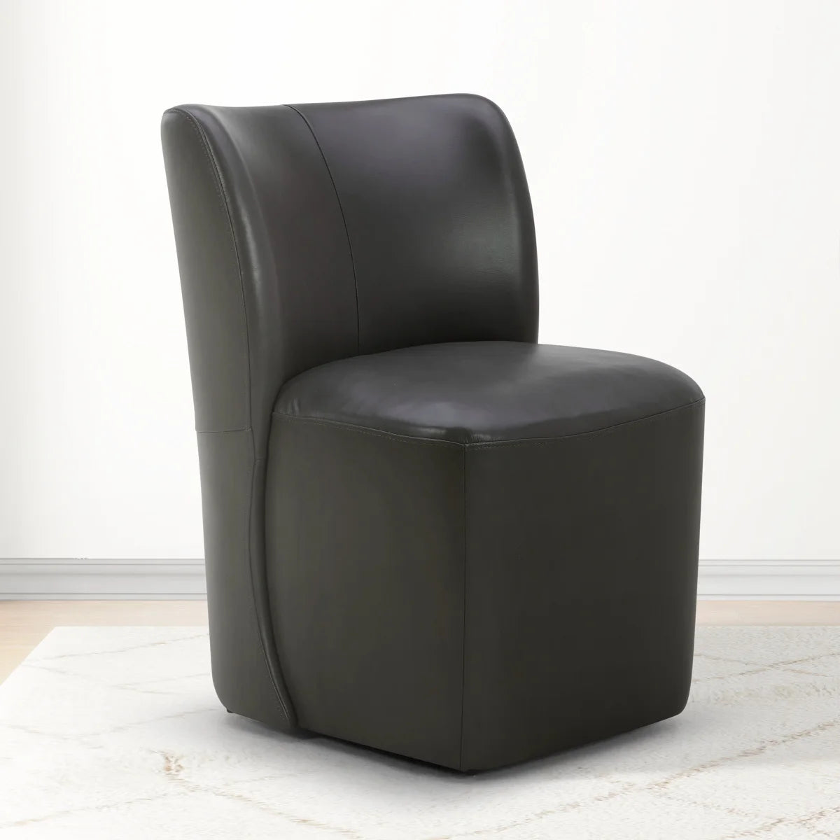 Aiden & Ivy Blair Top-grain Leather Dining Chair with Casters