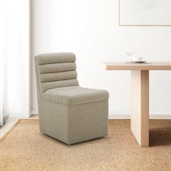 Aiden & Ivy Fabric Armless Dining Chair with Casters