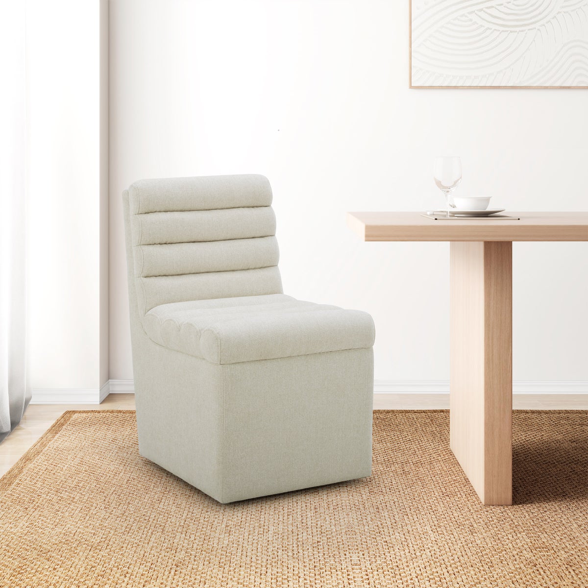 Aiden & Ivy Fabric Armless Dining Chair with Casters