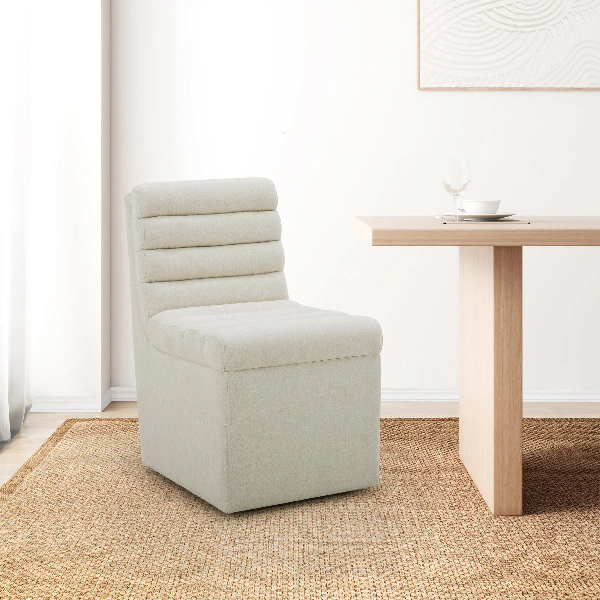 Aiden & Ivy Fabric Armless Dining Chair with Casters