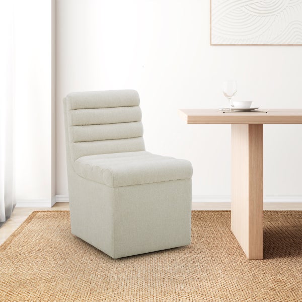 Aiden & Ivy Fabric Armless Dining Chair with Casters