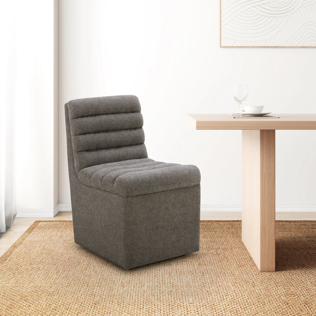 Aiden & Ivy Fabric Armless Dining Chair with Casters